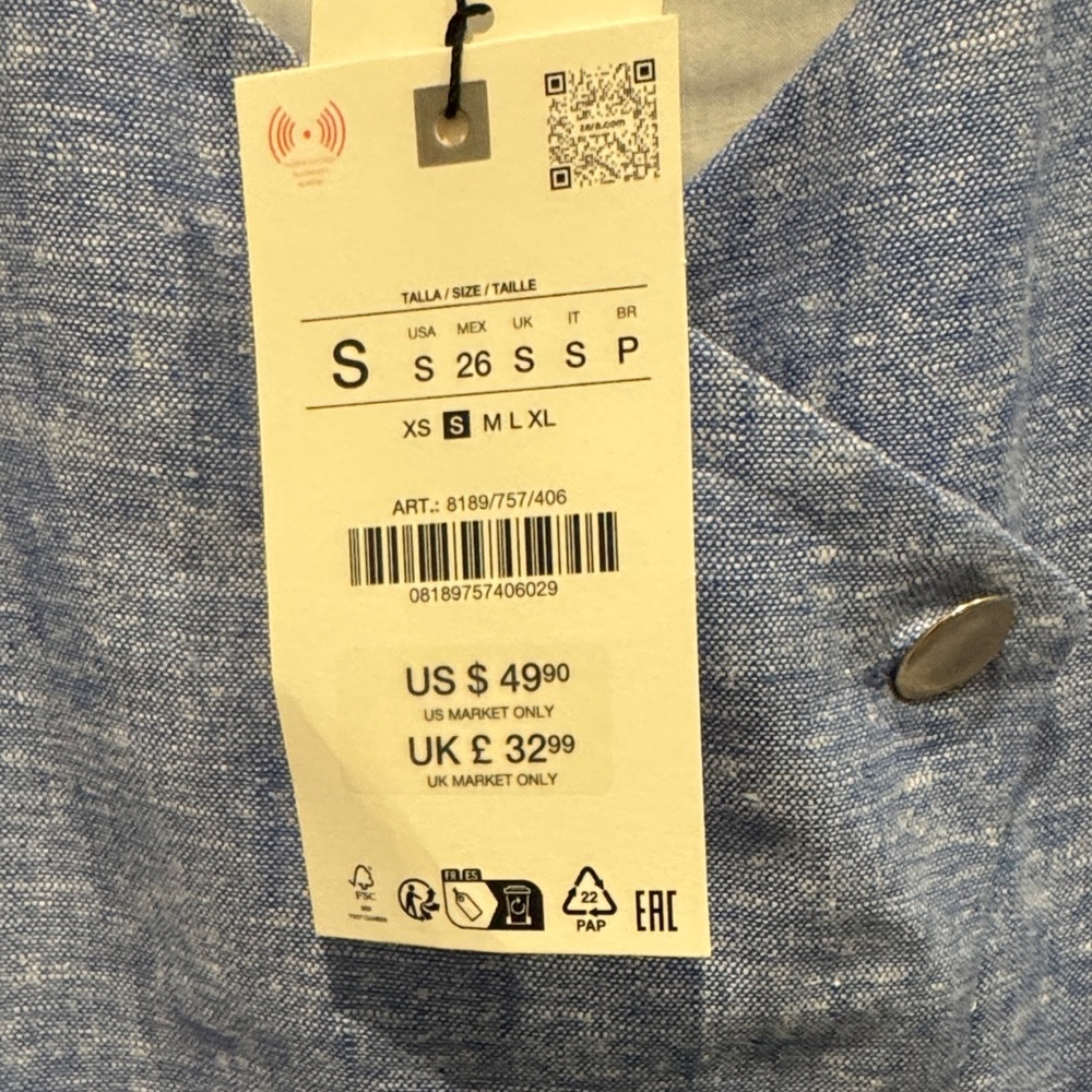 Zara Light Blue Textured Vest - Picture 3 of 5